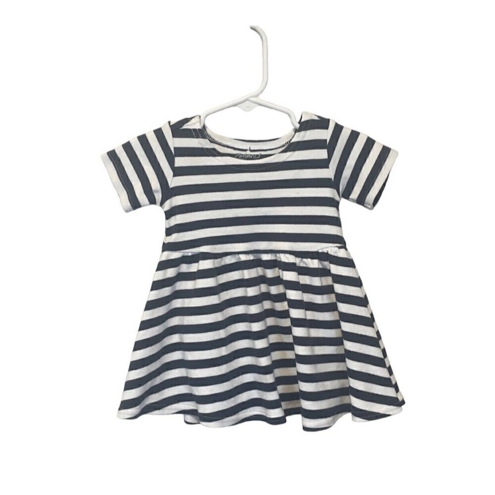 Zutano Dress Stripe Top Short Sleeve Dress Cotton 12 Months Blue White Fall